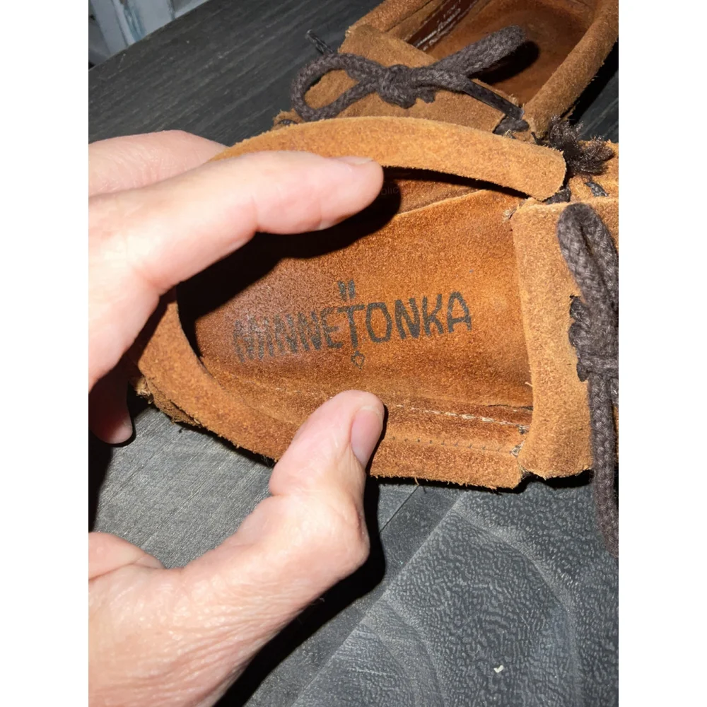 Minnetonka Suede Moccasins With Beaded Eagle 7